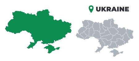 Ukraine map simple flat outline set vector