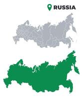 Russia map simple flat outline set vector