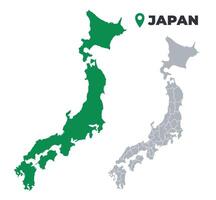 Japan map simple flat outline set vector