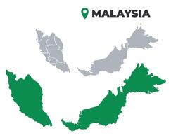 Malaysia map simple flat outline set vector