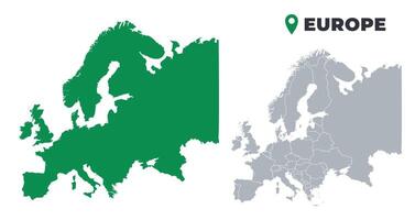 Europe map simple flat outline set vector