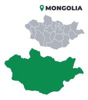 Mongolia map simple flat outline set vector