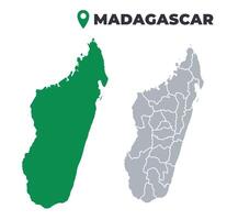 Madagascar map simple flat outline set vector