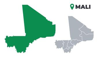 Mali map simple flat outline set vector