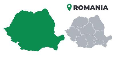 Romania map simple flat outline set vector