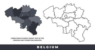 Belgium political regions black color outline map set vector