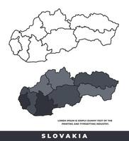 Slovakia political regions black color outline map set vector