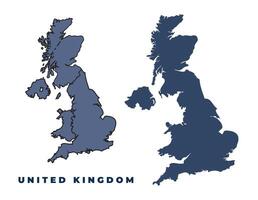 United Kingdom flat and outline map set vector