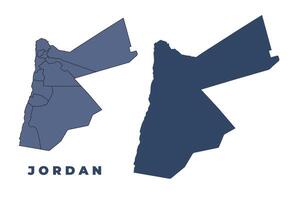 Jordan flat and outline map set vector