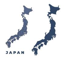 Japan flat and outline map set vector