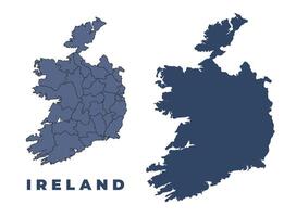 Ireland flat and outline map set vector