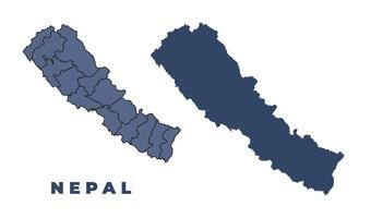 Nepal flat and outline map set vector