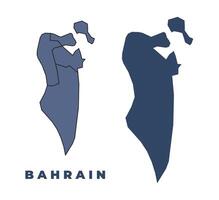 Bahrain flat and outline map set vector