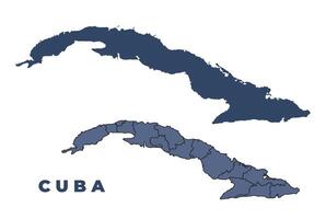 Cuba flat and outline map set vector