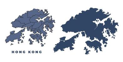 Hong Kong flat and outline map set vector