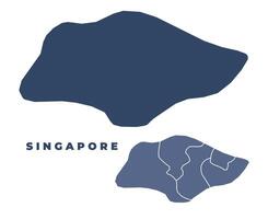 Singapore flat and outline map set vector