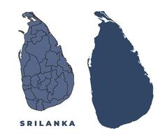 Sri Lanka flat and outline map set vector