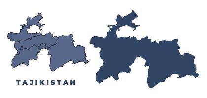Tajikistan flat and outline map set vector