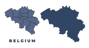 Belgium flat and outline map set vector