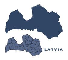 Latvia flat and outline map set vector