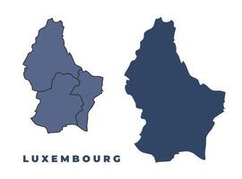 Luxembourg flat and outline map set vector