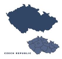 Czech Republic flat and outline map set vector