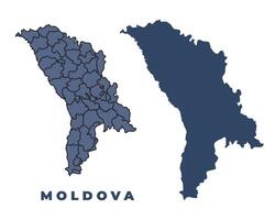 Moldova flat and outline map set vector