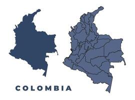 Colombia flat and outline map set vector