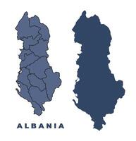 Albania flat and outline map set vector