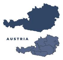 Austria flat and outline map set vector