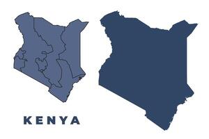 Kenya flat and outline map set vector