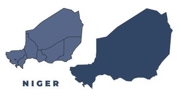 Niger flat and outline map set vector