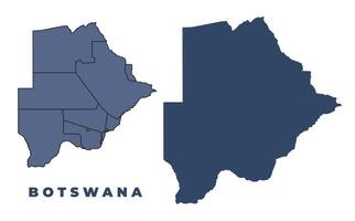 Botswana flat and outline map set vector