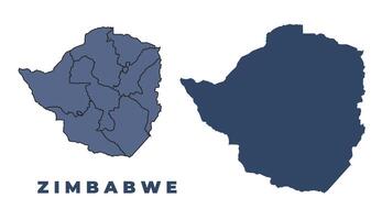 Zimbabwe flat and outline map set vector