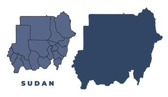 Sudan flat and outline map set vector