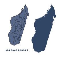 Madagascar flat and outline map set vector