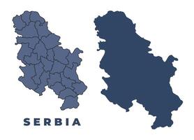 Serbia flat and outline map set vector