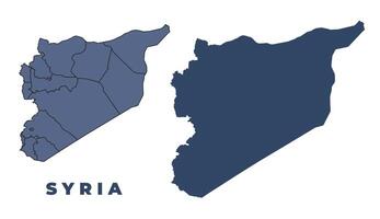 Syria flat and outline map set vector