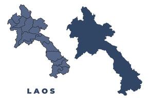 Laos flat and outline map set vector