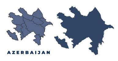 Azerbaijan flat and outline map set vector