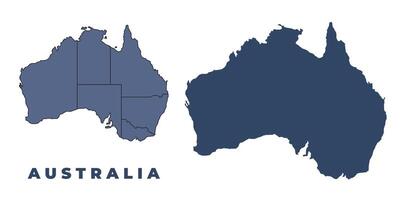 Australia flat and outline map set vector