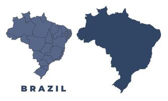 Brazil flat and outline map set vector