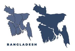 Bangladesh flat and outline map set vector