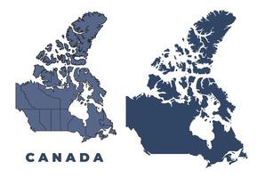 Canada flat and outline map set vector