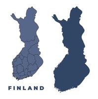 Finland flat and outline map set vector