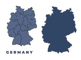Germany flat and outline map set vector