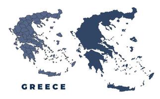 Greece flat and outline map set vector