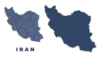 Iran flat and outline map set vector