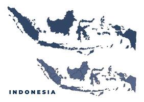 Indonesia flat and outline map set vector
