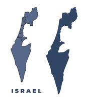 Israel flat and outline map set vector